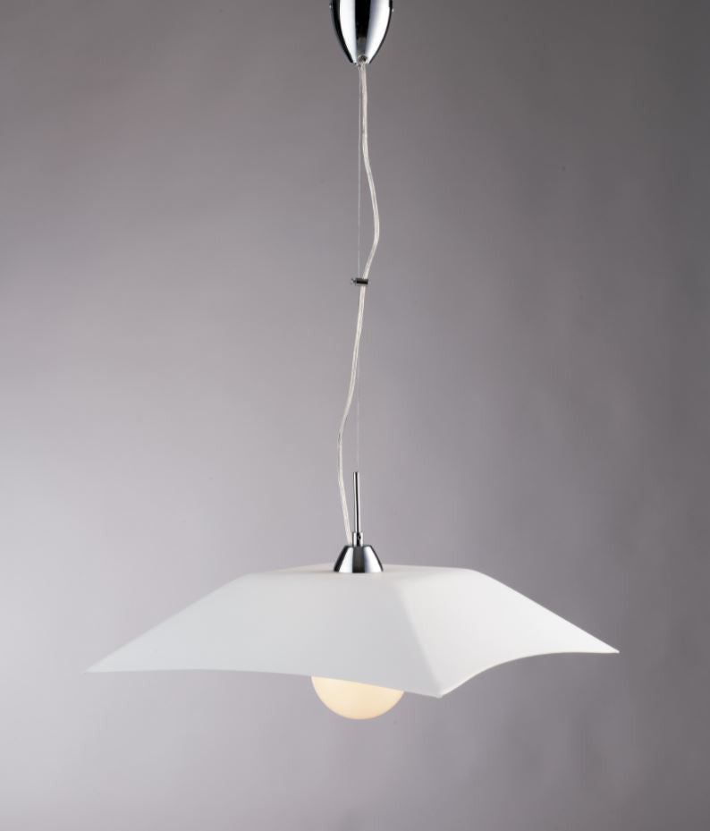 Sospensione in vetro bianco satinato con finiture cromo 1XE27 non incl. OSIRIDE Sospensione in vetro bianco satinato con finiture cromo 1XE27 non incl. OSIRIDE